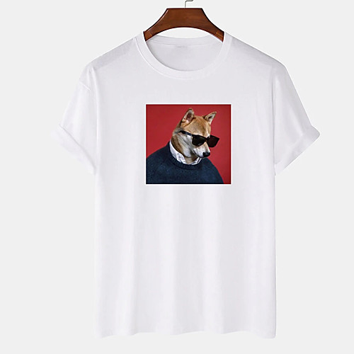 

Men's Unisex Tee T shirt Hot Stamping Dog Graphic Prints Plus Size Print Short Sleeve Casual Tops Cotton Basic Designer Big and Tall White Black Khaki