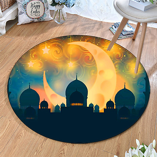 

Round 5mm Area Rugs Machine Made Polyster Non Skid Modern 3D