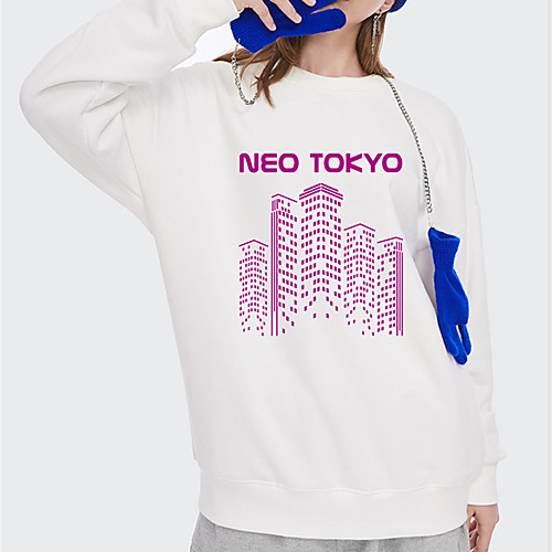

Women's Pullover Sweatshirt Letter Print Daily Other Prints Basic Hoodies Sweatshirts Loose Blue Blushing Pink White