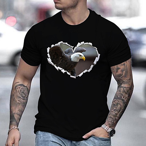 

Men's Unisex Tee T shirt Hot Stamping Graphic Prints Eagle Plus Size Print Short Sleeve Casual Tops Basic Designer Big and Tall White Blue Yellow