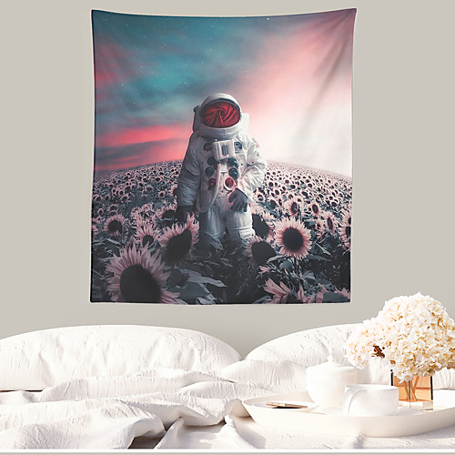 

Floral Astronaut Wall Tapestry Art Decor Blanket Curtain Hanging Home Bedroom Living Room Decoration