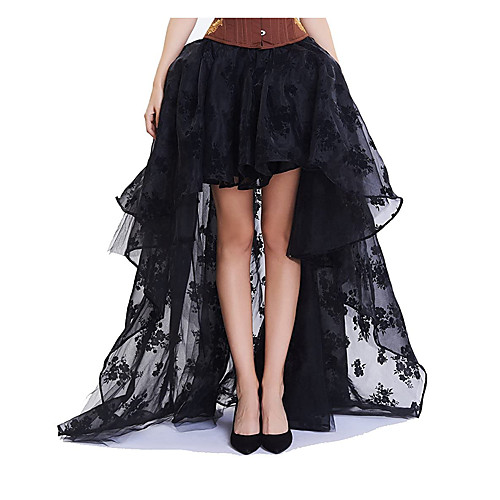

Women's Performance Weekend Vintage Punk & Gothic Skirts Floral / Botanical Tulle Print White Black