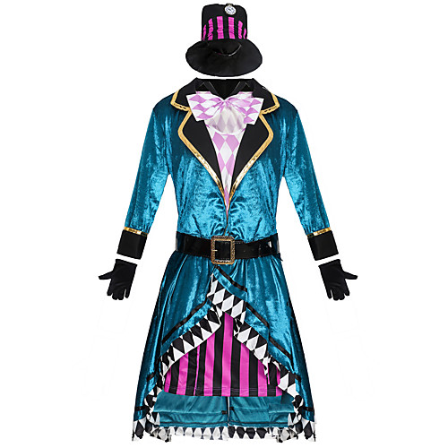 

Magician Dress Adults' Women's Halloween Halloween Halloween Festival / Holiday Terylene Blue Women's Easy Carnival Costumes Lolita / Coat / Gloves / Hat