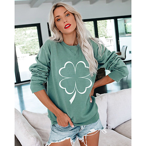 

Women's Sweatshirt Pullover Floral Graphic Prints Print Casual Daily Sports Hot Stamping Sportswear Streetwear Hoodies Sweatshirts Loose Green