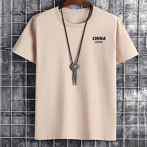 

Men's Unisex Tee T shirt Hot Stamping Graphic Prints Letter Plus Size Print Short Sleeve Casual Tops Cotton Basic Fashion Designer Big and Tall White Black Khaki