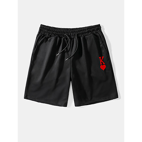 

Men's Casual / Sporty Streetwear Comfort Breathable Soft Daily Weekend Chinos Shorts Pants Graphic Prints Poker Above Knee Drawstring Pocket Elastic Waist Black Grey