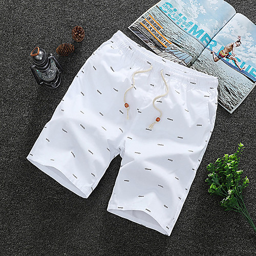 

Men's Streetwear Chino Quick Dry Breathable Sports Cotton Slim Casual Sports Chinos Shorts Bermuda shorts Pants Graphic Knee Length Sporty White Blue Black Orange Khaki / Summer / Drawstring