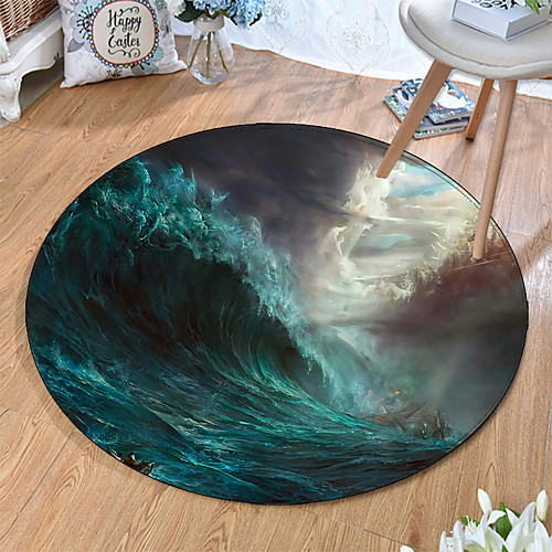 

Round 5mm Area Rugs Machine Made Polyster Non Skid Modern 3D