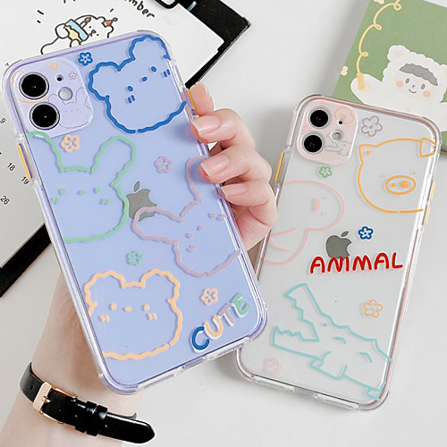 

Phone Case For Apple Back Cover iPhone 12 Pro Max 11 SE 2020 X XR XS Max 8 7 Shockproof Dustproof Cartoon Geometric Pattern Animal TPU