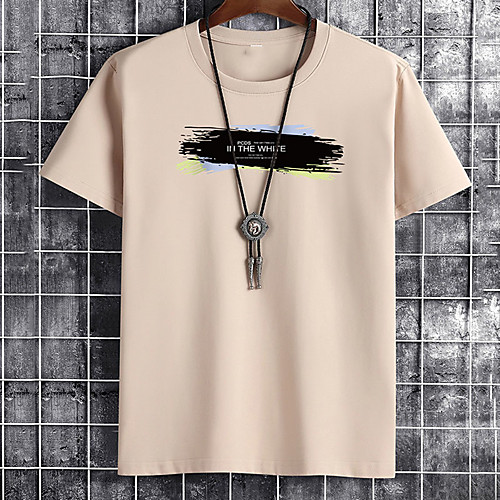 

Men's Unisex Tee T shirt Hot Stamping Graphic Prints Letter Plus Size Print Short Sleeve Casual Tops Cotton Basic Fashion Designer Big and Tall White Black Khaki