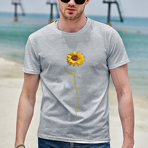 

Men's Unisex Tee T shirt Shirt Hot Stamping Floral Graphic Prints Plus Size Zero two Print Short Sleeve Casual Tops Cotton Basic Designer Big and Tall Dark Gray
