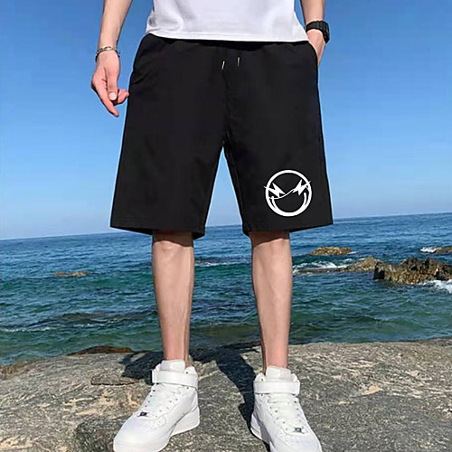 

Men's Shorts Sports Casual Daily Shorts Pants Graphic Short Drawstring Pocket Print Black