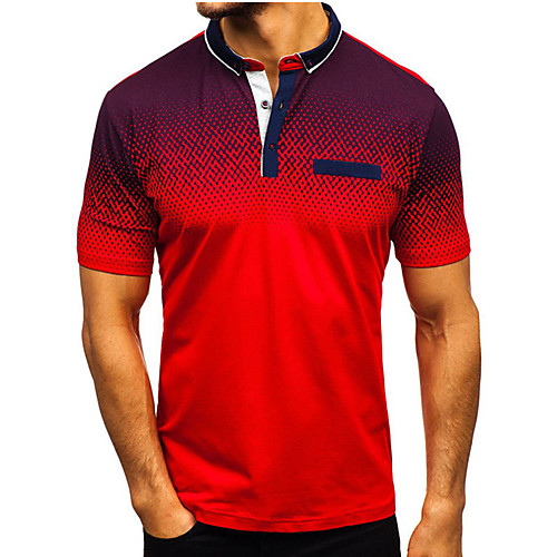 

Men's Golf Shirt Tennis Shirt Other Prints Color Block Short Sleeve Casual Tops Casual Fashion Sports Gray White Black / Summer
