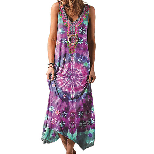 

Women's Swing Dress Knee Length Dress 2021 summer cross-border new Spot! Spot! Spot photographed and shipped on the same day Blue Purple Yellow Red Sleeveless Print Spring Summer Casual 2021 S M L XL