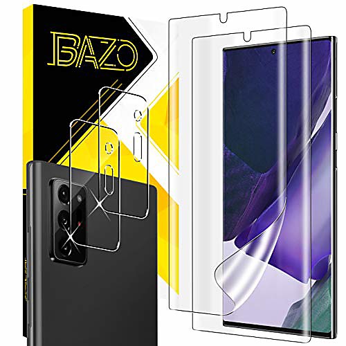 

[22 pack] bazo tpu soft screen protector camera lens protector tempered glass compatible for samsung galaxy note 20 ultra (6.9 inch) 5g / 4g with true touch,[anti-scratch] hd [cases friendly]