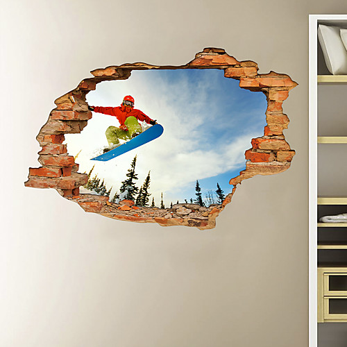 

3D Broken Wall Skateboard Men's Home Children's Room Background Decoration Can Be Removed Stickers