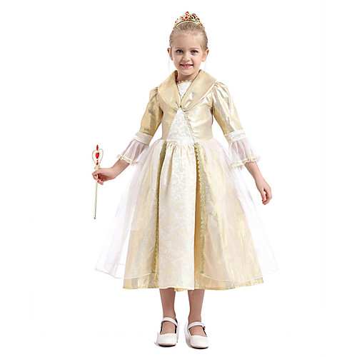 

Princess Belle Dress Masquerade Flower Girl Dress Girls' Movie Cosplay Vacation Halloween Golden Dress Halloween Carnival Masquerade Polyester