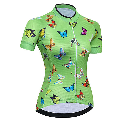 

21Grams Women's Short Sleeve Cycling Jersey Summer Spandex Polyester Green Butterfly Bike Jersey Top Mountain Bike MTB Road Bike Cycling Quick Dry Moisture Wicking Breathable Sports Clothing Apparel
