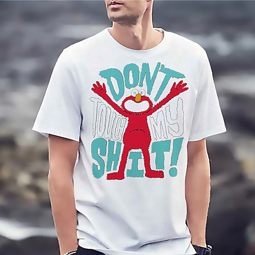 

Men's Unisex Tee T shirt Hot Stamping Cartoon Graphic Prints Plus Size Print Short Sleeve Casual Tops Basic Designer Big and Tall White
