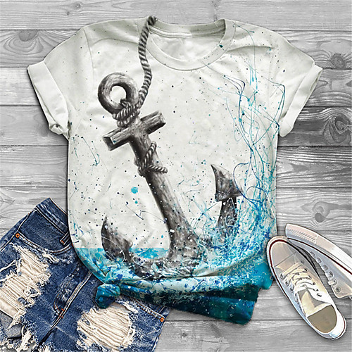 

Women's Plus Size Tops T shirt Graphic Print Short Sleeve Crewneck Basic White Big Size XL XXL 3XL 4XL 5XL / Holiday