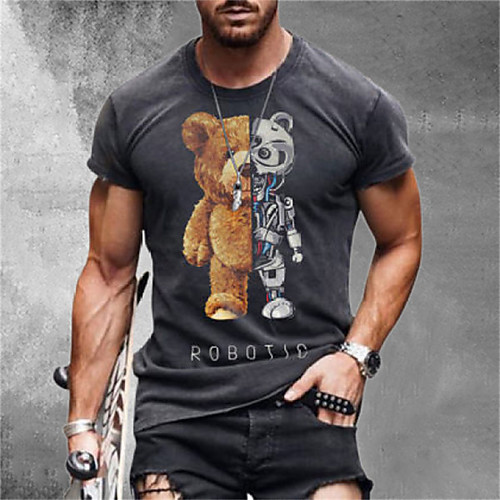 

Men's Unisex Tee T shirt Shirt Hot Stamping Cartoon Graphic Prints Plus Size Zero two Print Short Sleeve Casual Tops Cotton Basic Designer Big and Tall Gray