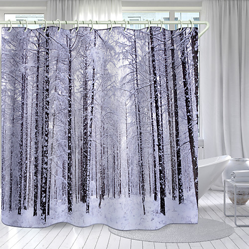 

Forest Snow Series Digital Printing Shower Curtain Shower Curtains Hooks Modern Polyester New Design 72 Inch