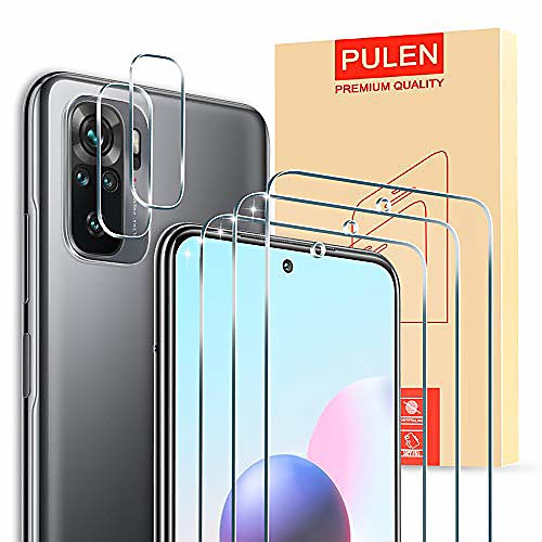 

pulen [3 pieces] armored glass and [2 pieces] camera armored glass for xiaomi redmi note 10 / xiaomi redmi note 10s [9h hardness] [anti-scratch] [anti-bubble] [hd] clear film