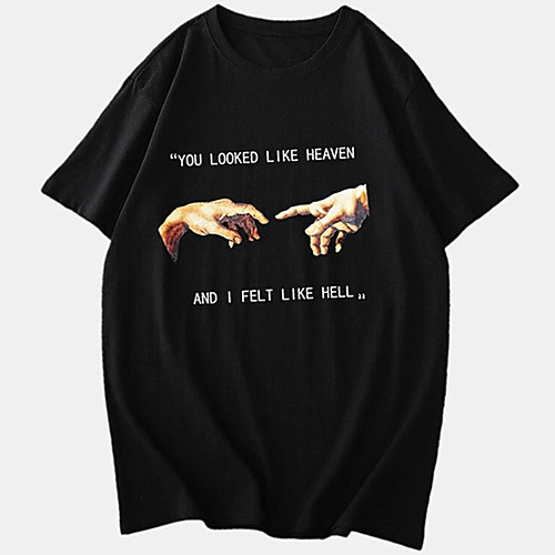 

Men's Unisex Tee T shirt Hot Stamping Graphic Prints Hand Letter Plus Size Print Short Sleeve Casual Tops Cotton Basic Designer Big and Tall White Black Light gray