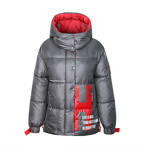 

Women's Coat Casual / Daily Fall Winter Regular Coat Regular Fit Casual Jacket Pattern Zipper Gray khaki