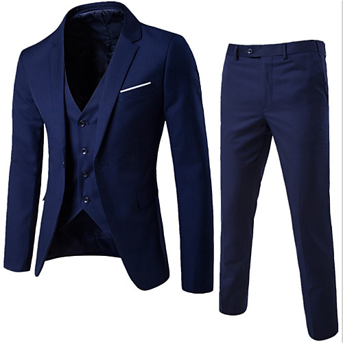 

Men's Suits Daily Going out Work Streetwear Solid Colored Slim Cotton / Polyester Men's Suit Blue / Purple / Wine - Notch lapel collar / Business Formal