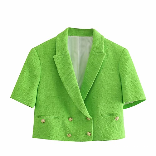 

Women's Coat Daily Wear Spring Summer Regular Coat Regular Fit Casual / Daily Jacket Solid Color Pocket Green