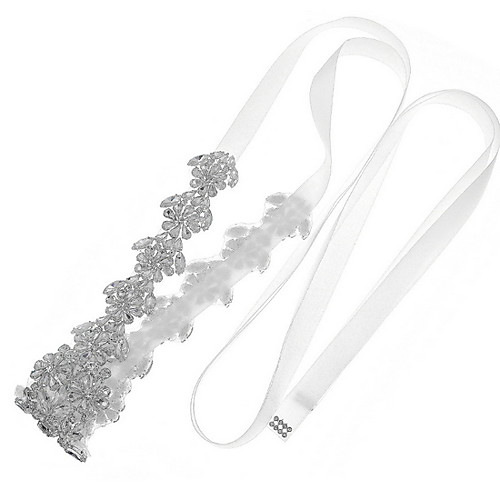 

Plated Silver Wedding Sash With Floral / Solid Women's Sashes