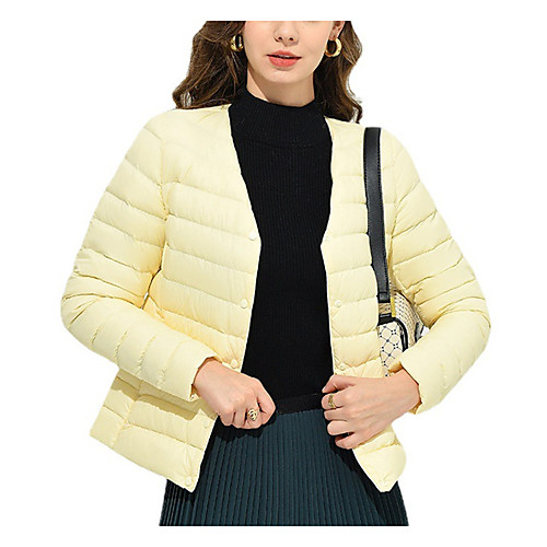 

Women's Coat Daily Wear Fall Winter Regular Coat Regular Fit Casual Jacket Solid Color Pocket Deep Purple Skin powder