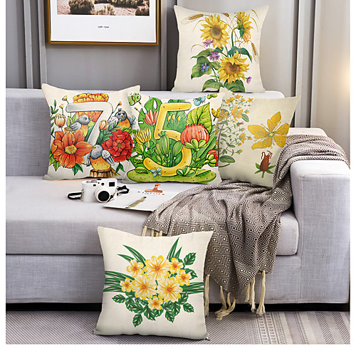 

Double Side Cushion Cover 5PC Soft Decorative Square Throw Pillow Cover Cushion Case Pillowcase for Sofa Bedroom Superior Quality Machine Washable Outdoor Cushion for Sofa Couch Bed Chair