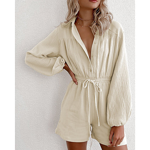 

2021 cross-border amazon spring and autumn new long-sleeved drawstring pockets waist single-breasted cardigan loose jumpsuit women