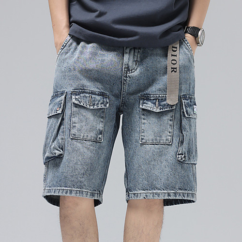 

Men's Stylish Sporty Casual / Sporty Streetwear Comfort Daily Sports Jeans Shorts Pants Solid Color Knee Length Pocket Blue