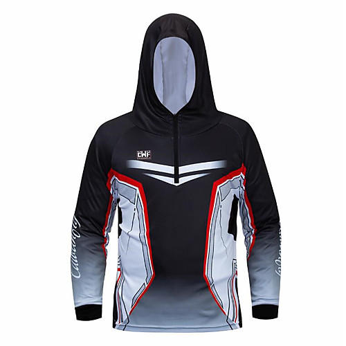 

CAWANFLY Men's Hoodie Jacket Fishing Jacket Outdoor Long Sleeve Quick Dry Waterproof Zipper Lightweight Breathable UV Protection Top Autumn / Fall Spring Summer Fishing Camping & Hiking Outdoor