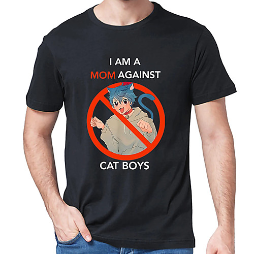 

Men's Unisex Tee T shirt Hot Stamping Cartoon Graphic Prints Letter Plus Size Print Short Sleeve Casual Tops Cotton Basic Designer Big and Tall Black