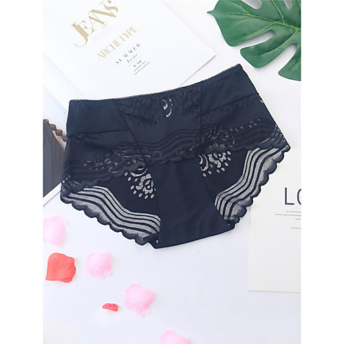 

Women's Lace Brief Micro-elastic High Waist 1 PC Watermelon red One-Size
