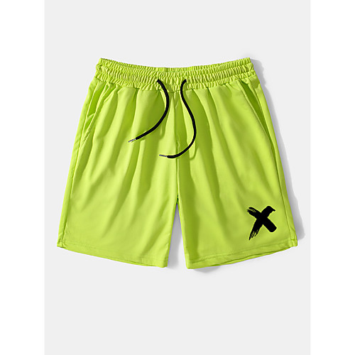

Men's Casual / Sporty Streetwear Comfort Breathable Soft Daily Weekend Chinos Shorts Pants Graphic Prints Sign Above Knee Drawstring Pocket Elastic Waist Black Green