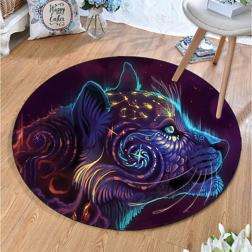 

Round 5mm Area Rugs Machine Made Polyster Non Skid Modern 3D