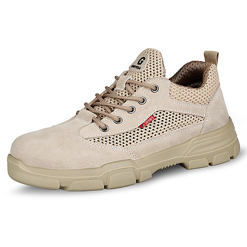 

Safety Work Boots Steel Toe Cap Trainers For Mens Sporty Office & Career PU Suede Water Proof Non-slipping Booties Ankle Boots Summer Fall Spring