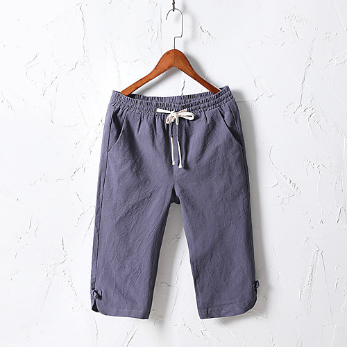 

Men's Vintage Chino Quick Dry Breathable Casual Weekend Wide Leg Chinos Pants Solid Color Calf-Length White Black Khaki Light gray Dark Gray