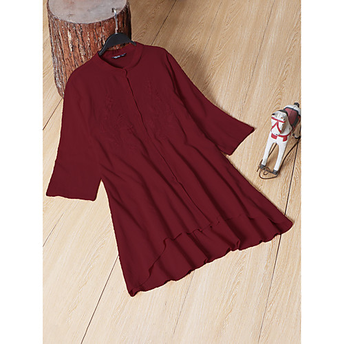 

Women's Plus Size Tops Shirt Solid Color Long Sleeve Round Neck Yellow Blushing Pink Red Wine Big Size 1XL 2XL 3XL 4XL 5XL