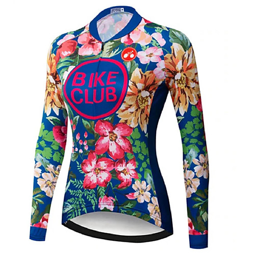 

21Grams Women's Long Sleeve Cycling Jersey Summer Spandex Polyester Green Floral Botanical Bike Jersey Top Mountain Bike MTB Road Bike Cycling Quick Dry Moisture Wicking Breathable Sports Clothing