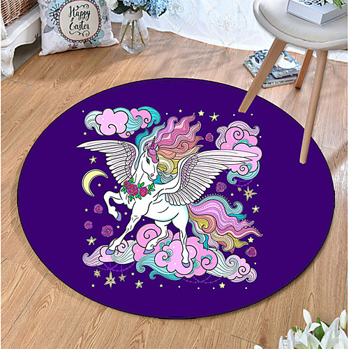 

Round 5mm Area Rugs Machine Made Polyster Non Skid Modern 3D