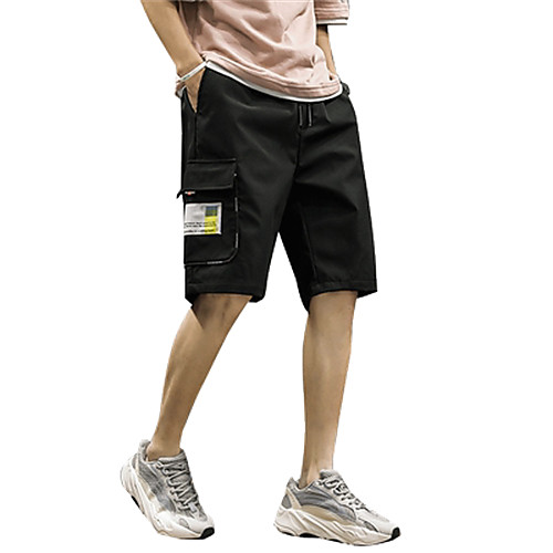

Men's Cargo Shorts Shorts Tactical Cargo Pants Letter Knee Length White Black Orange