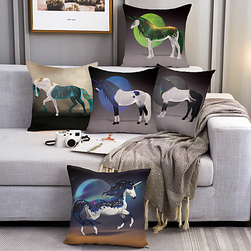 

Unicorn Double Side Cushion Cover 5PC Soft Decorative Square Throw Pillow Cover Cushion Case Pillowcase for Bedroom Livingroom Superior Quality Machine Washable Outdoor Cushion for Sofa Couch Bed Chair