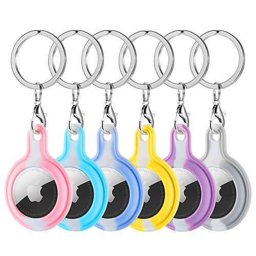 

Splicing Color Protective Case For Apple Airtag Hangable Keychain Locator Tracker Anti-lost Device Portable Hook For Airtags Sleeve