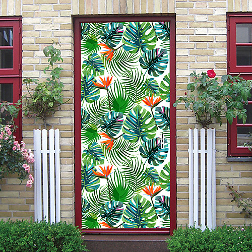 

2pcs Self-adhesive Creative Door Stickers Fresh Leaves Living Room Diy Decorative Home Waterproof Wall Stickers